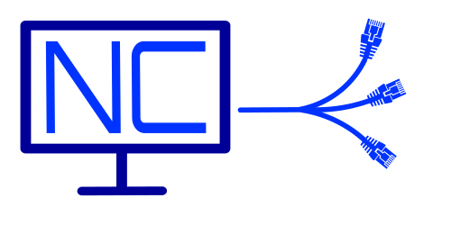 Logo Nolte Computer Systemhaus, zeigt einen Monitor mikt den Buchstaben NC im Bild und daraus sprießende Netzwerkkabel